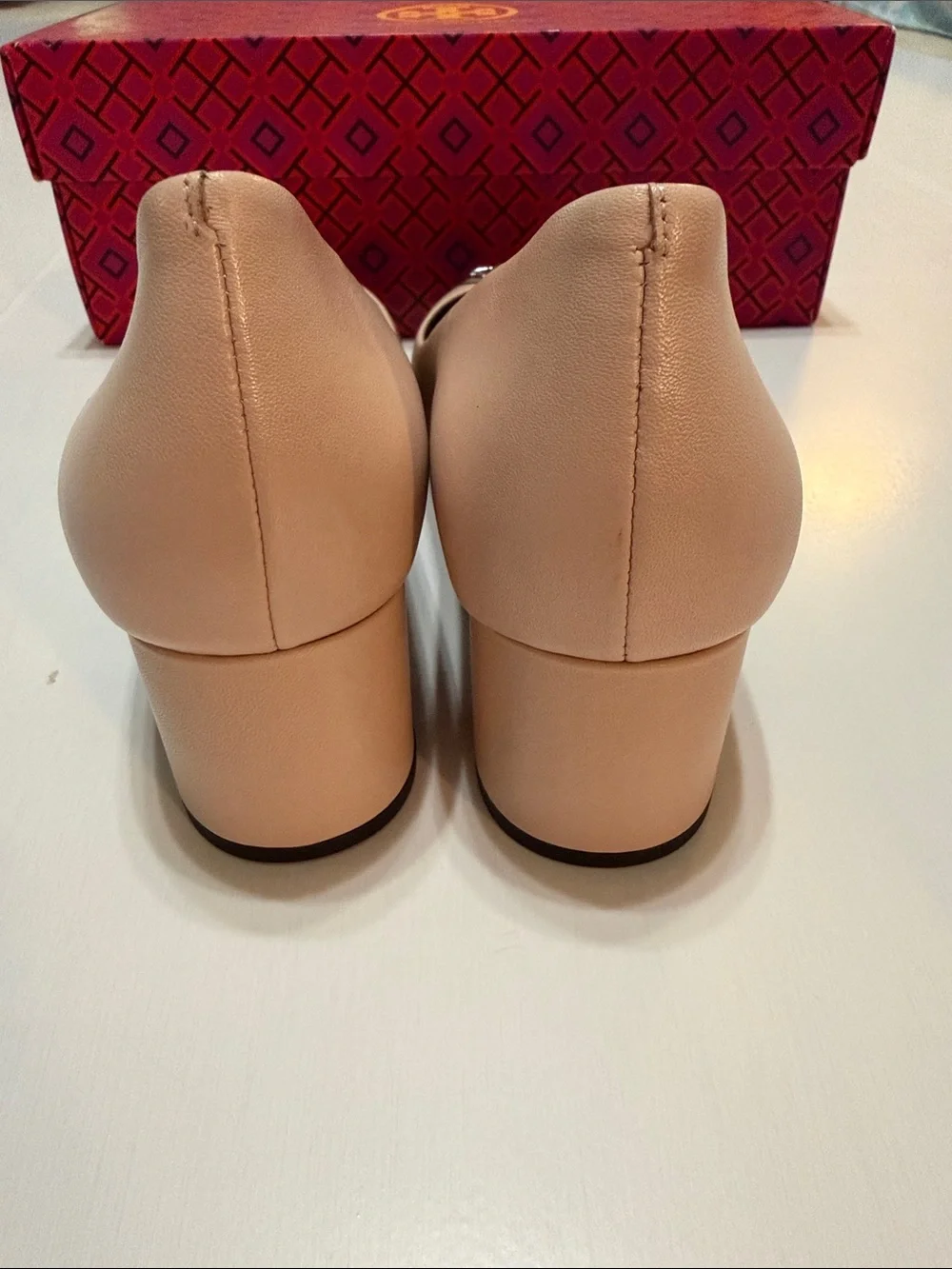 Tory Burch Chelsea Cap-Toe Leather Pumps Rose Silk and Black size 9 NWT